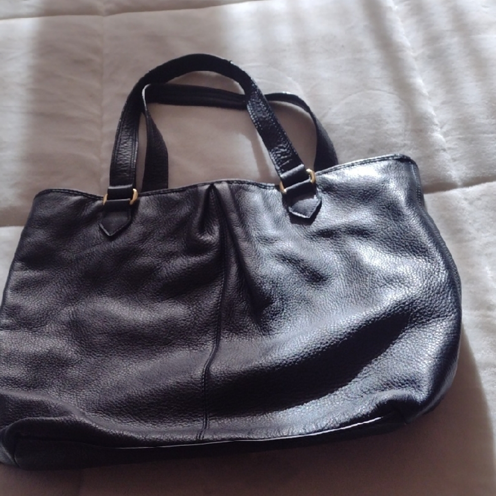 Brooks Brothers Black Leather Tote